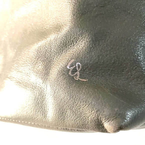 Elliott Lucca Gray Leather Purse Woven Handles  iPad Pocket Shoulder Strap - Picture 4 of 16